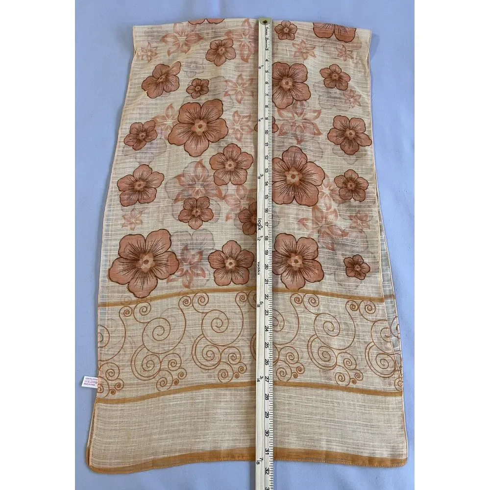 Hanmei Beige Orange Floral Scarf 63